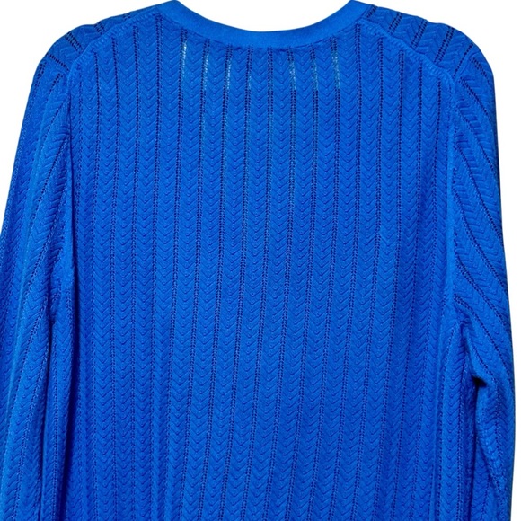 Talbots 100% Pima Cotton Lightweight Pointelle Long Sleeve Button Front Cardigan - Picture 8 of 12